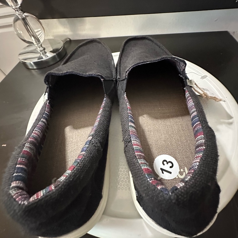 🆕Sanuk Sideline 2 Hemp Black Slip On Canvas Shoes - Picture 8 of 12